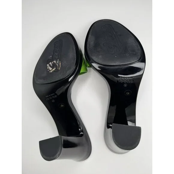 Gucci Horsebit Size 9,5/40 Green Patent Leather Heel Sandal - Picture 8 of 16